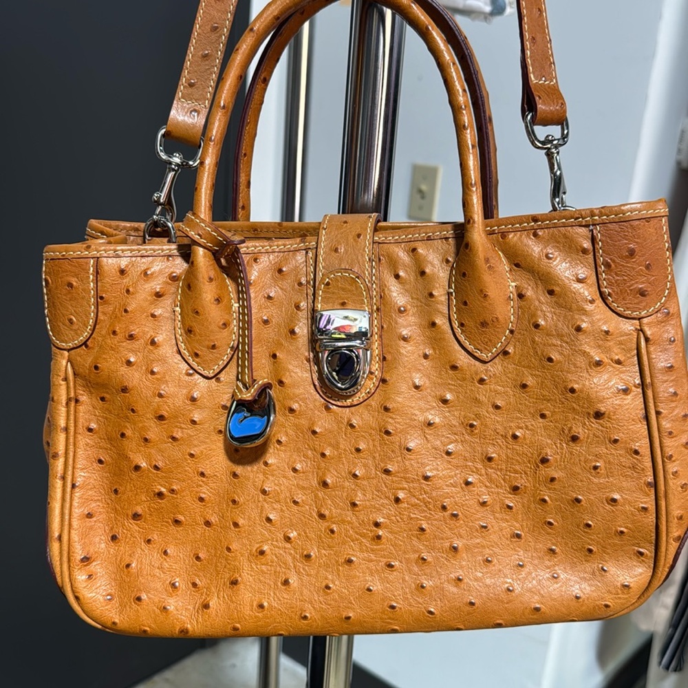 Dooney & Bourke ostrich leather handbag satchel purse crossbody bag